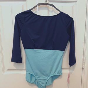 NWT Natalie Leotard - Navy and Pale Blue - Size Adult L